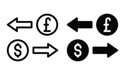 Currency exchange icon with outline and glyph style.