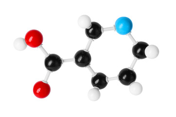 Molecule of vitamin B3 isolated on white. Chemical model