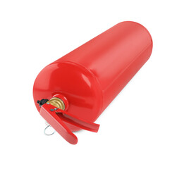 One red fire extinguisher on white background