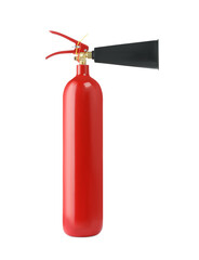 Obraz premium One red fire extinguisher on white background