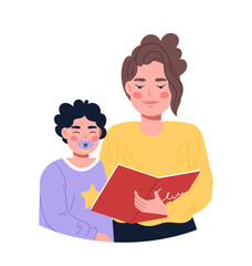 Obraz premium Woman with kid reading concept