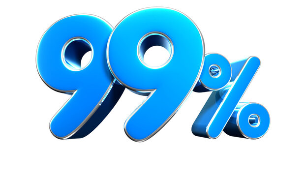 Sky blue 99 Percent 3d illustration. Special Offer 99% Discount Tag. Advertising signs. Product design. Product sales.