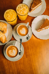 breakfast with orange juice and croissant