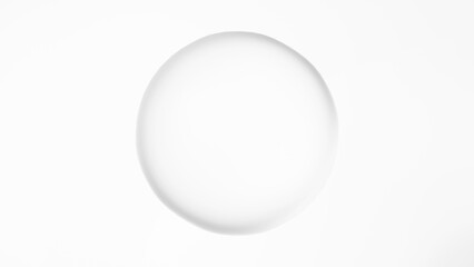 白背景に一つの透明な球体。3d。（横長）