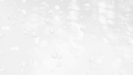 白背景に複数の気泡。3d。（横長） © nanako