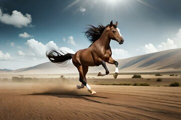 Obraz na płótnie Canvas horse in the desert Ganrated AI