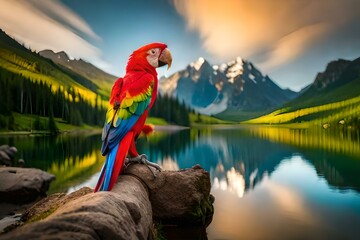 parrot on the mountain Ganrated AI