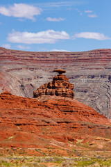 Mexican Hat rock shaped like a sombrero in Mexican Hat, Utah

