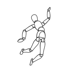 Black lines figures in various postures.