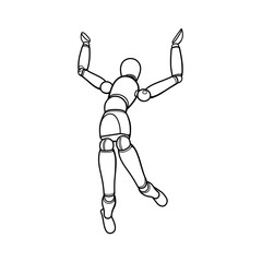 Black lines figures in various postures.