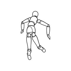 Black lines figures in various postures.