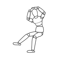 Black lines figures in various postures.