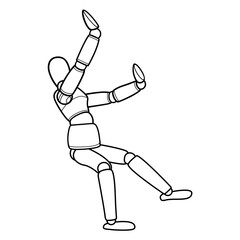 Black lines figures in various postures.