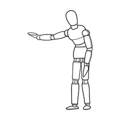 Black lines figures in various postures.