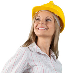 Female businesswoman wearing a hardhat