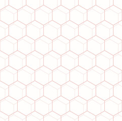 Geometric abstract hexagonal pink background. Geometric modern ornament. Seamless modern pattern