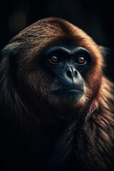 Portrait of Gibbon Dramatic and Cinematic Lighting Photography, Generative AI