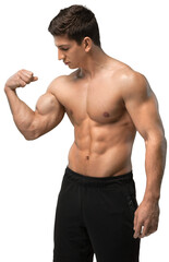 A man with a beautiful pumped-up body with big muscles