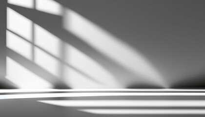 Gray background for product presentation with shadow and light from windows