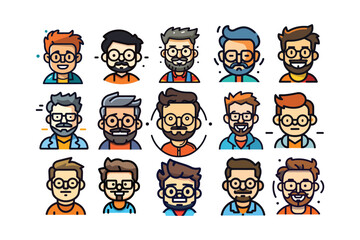 Collection of people avatars isolated. Bundle of joyful smiling colleagues