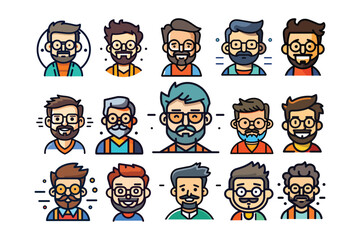 Collection of people avatars isolated. Bundle of joyful smiling colleagues