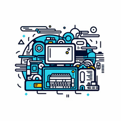 Blue Machine Stack Vector