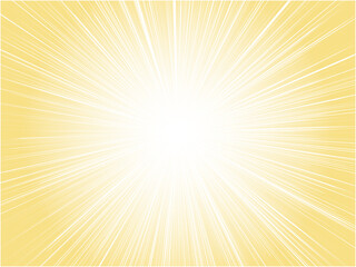 Fototapeta premium 強烈な光を放つ太陽光線_淡い集中線背景_イエローオレンジ