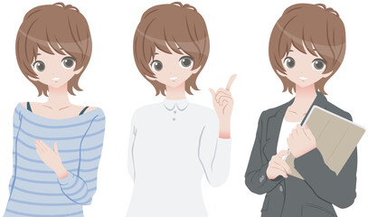 提案や説明をするOL　女性　半身　セット