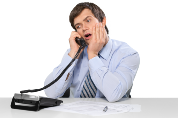 Stressed Office Worker Talking on the Phone - Isolated