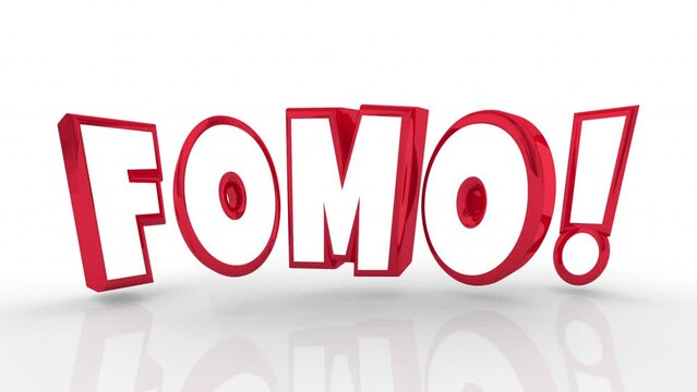 FOMO Fear of Missing Out Anxiety Missed Opportunity Abbreviation Acronym 3d Animation