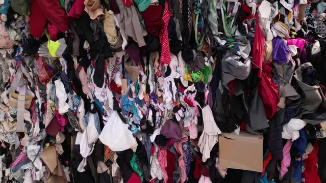 clothes wall for recycling. secondhand