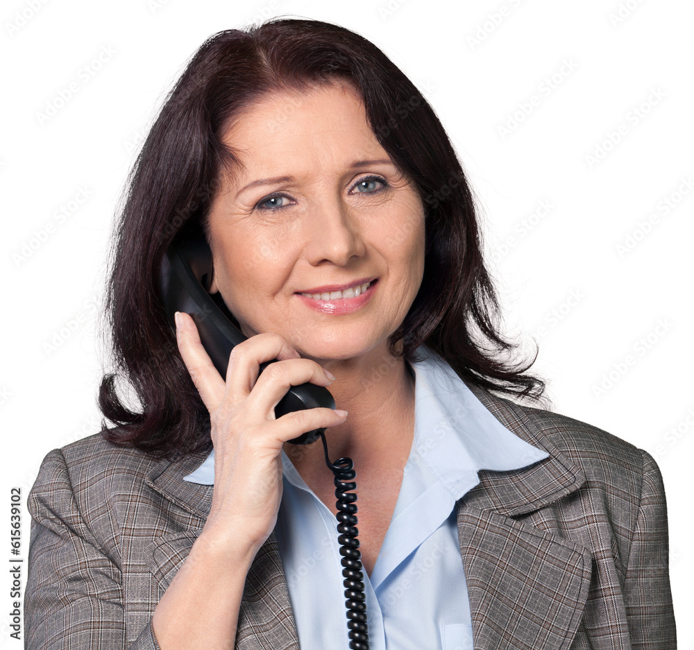 Poster working woman on telephone