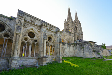 Cloister of the Abbey of Saint Jean des Vignes in the town of Soissons in the French department of...