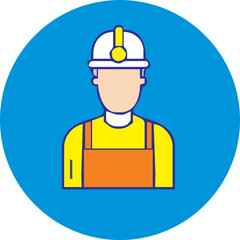 icon of a man engineer on blue background