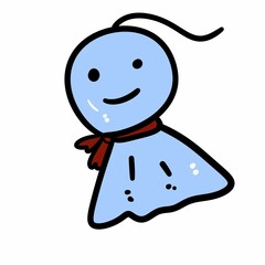 A cute illustration of Teru Teru Bozu. It is a magical goods that wishes for the sunny weather.