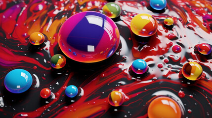 Fototapeta premium Generative AI, Gravity's Dance: A Symphony of Falling Paint Droplets