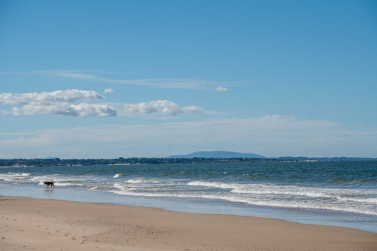 Fishermen on the beach of the tourist city of Atl&aacute;ntida in Canelones, Uruguay..