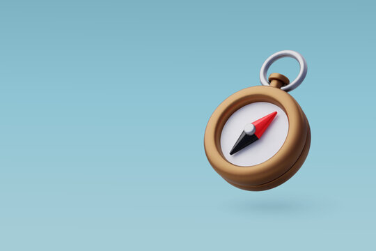 3d Vector Navigation Compass, Holiday Vacation, Time to Travel concept.