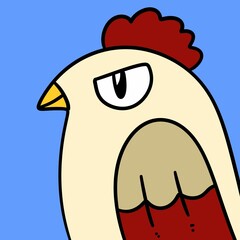 chicken cartoon on blue background