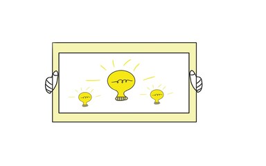 light bulb idea. Concept idea of finding the way out. Correct answer.