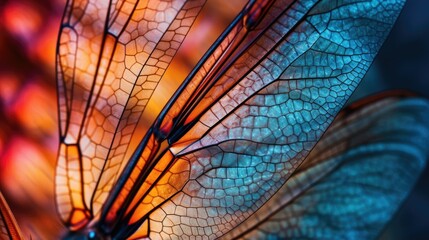 close-up of a dragonflys wing against a bright background, detailed and realistic, generative ai