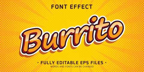 Burrito text effect. Editable font effect