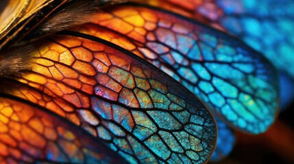 macro shot of the intricate patterns on an insect's wing, detailed and realistic, generative ai