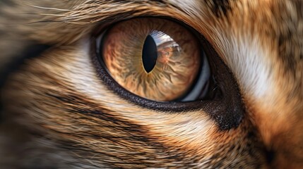 a close-up of a cats eye, detailed and realistic, generative ai