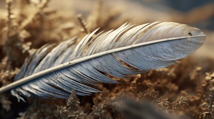 a birds feather caught on a bush, detailed and realistic, generative ai