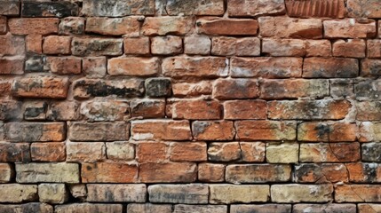 detailed texture of a brick wall aged by time, detailed and realistic, generative ai