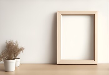 elegant empty room with wooden frame mockup  