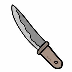wooden handle knife cartoon illustration, isolated on white background.