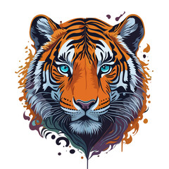 Striking Tiger Face Vector Illustration Unleashing its Fierce Power