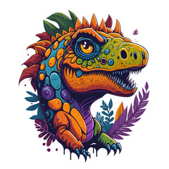 Dino Face Vector Illustration Prehistoric Power Unleashed